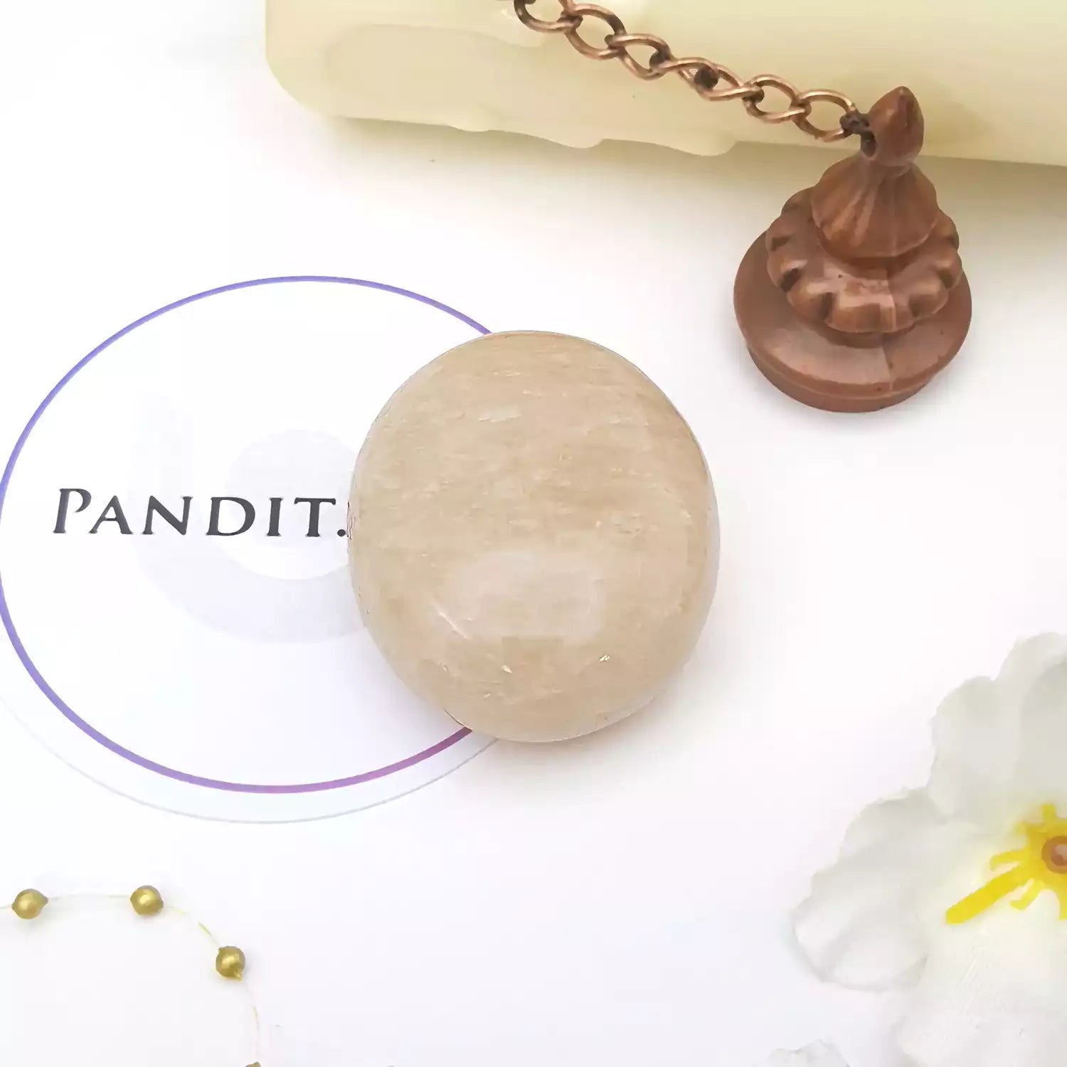 Cream Moonstone Healing Crystal Palm Stone
