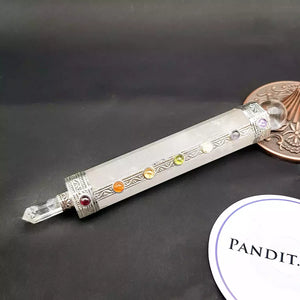 Crystal Quartz 7 Chakra Healing Stone Wand