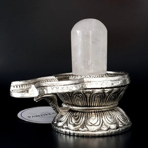 Crystal Shivling With Silver Jalhari