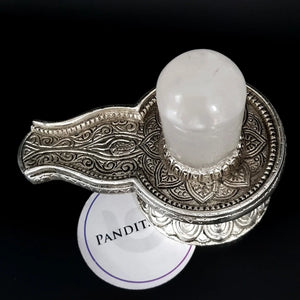 Crystal Shivling With Silver Jalhari