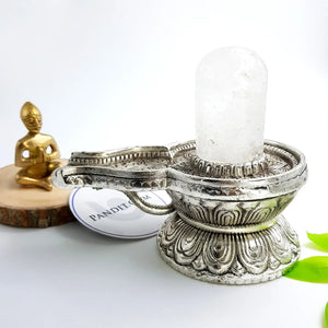 Crystal Shivling With Silver Jalhari