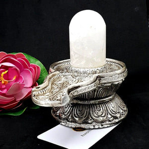 Crystal Shivling with German Silver Jalhari