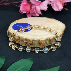 Crystal Sphatik Diamond Cut Lucky Bracelet With Golden Capping