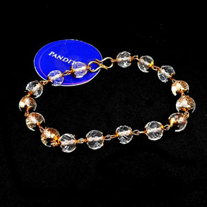 Crystal Sphatik Diamond Cut Lucky Bracelet With Golden Capping