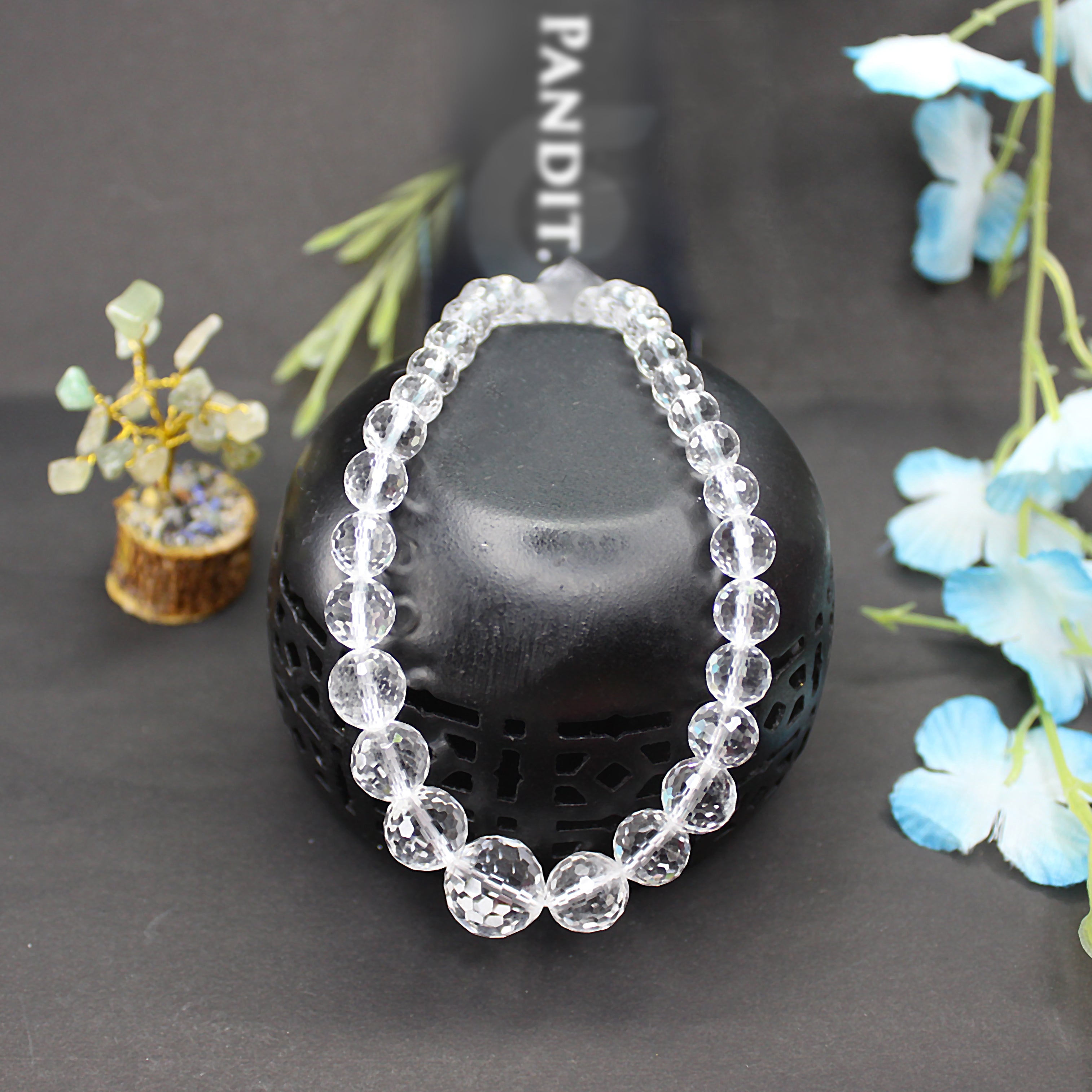 Crystal Sphatik Diamond Cut Mala Necklace