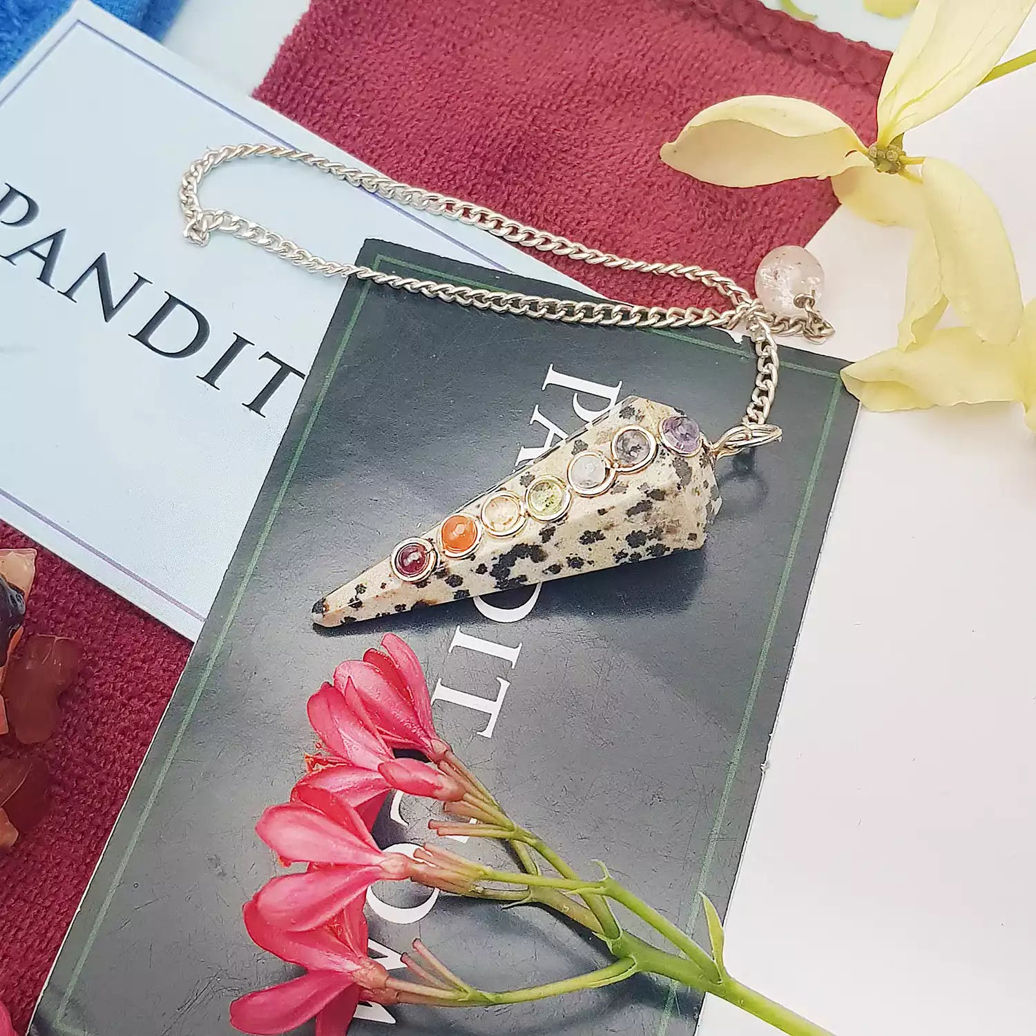 Dalmatian Jasper 7 Chakra Dowsing Pendulum