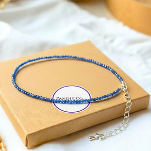 Dark Blue Chalcedony Anklet — main anklet view showing stones and chain