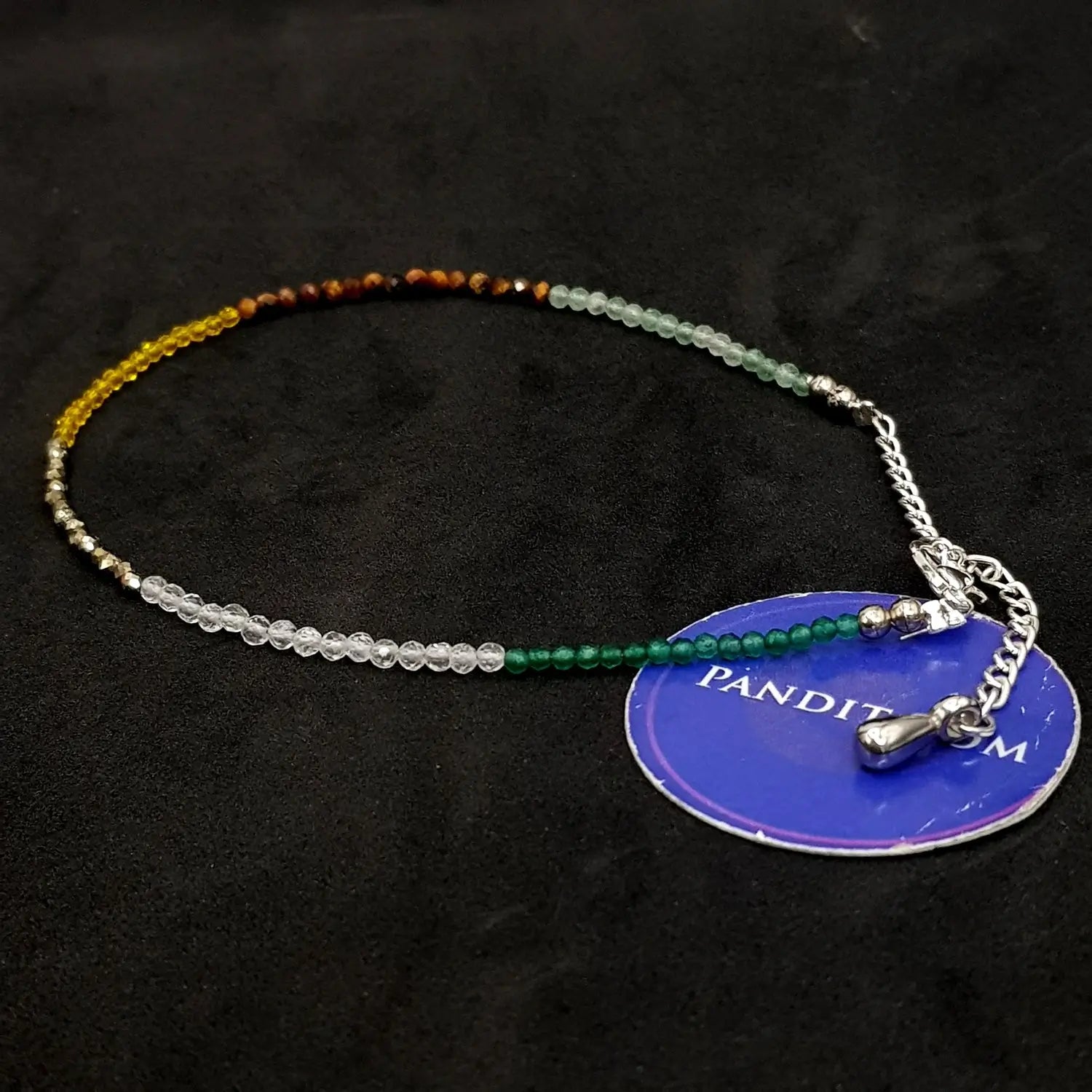 Dhan Yog Anklet — close-up of gemstone beads detail
