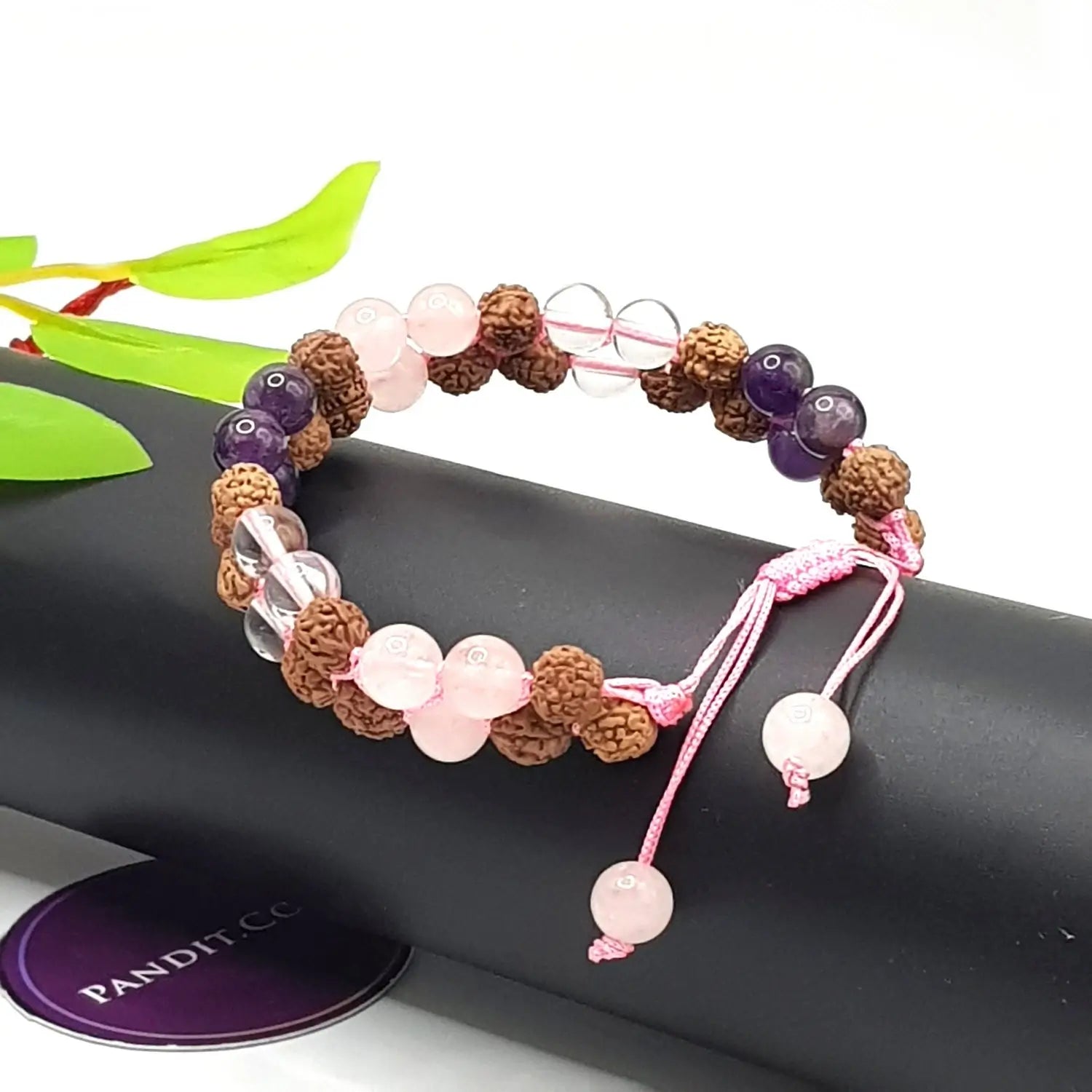Emotional Healing & Inner Peace Bracelet With 5 Mukhi Rudraksha Beads — main bead view showing mukhi (faces)