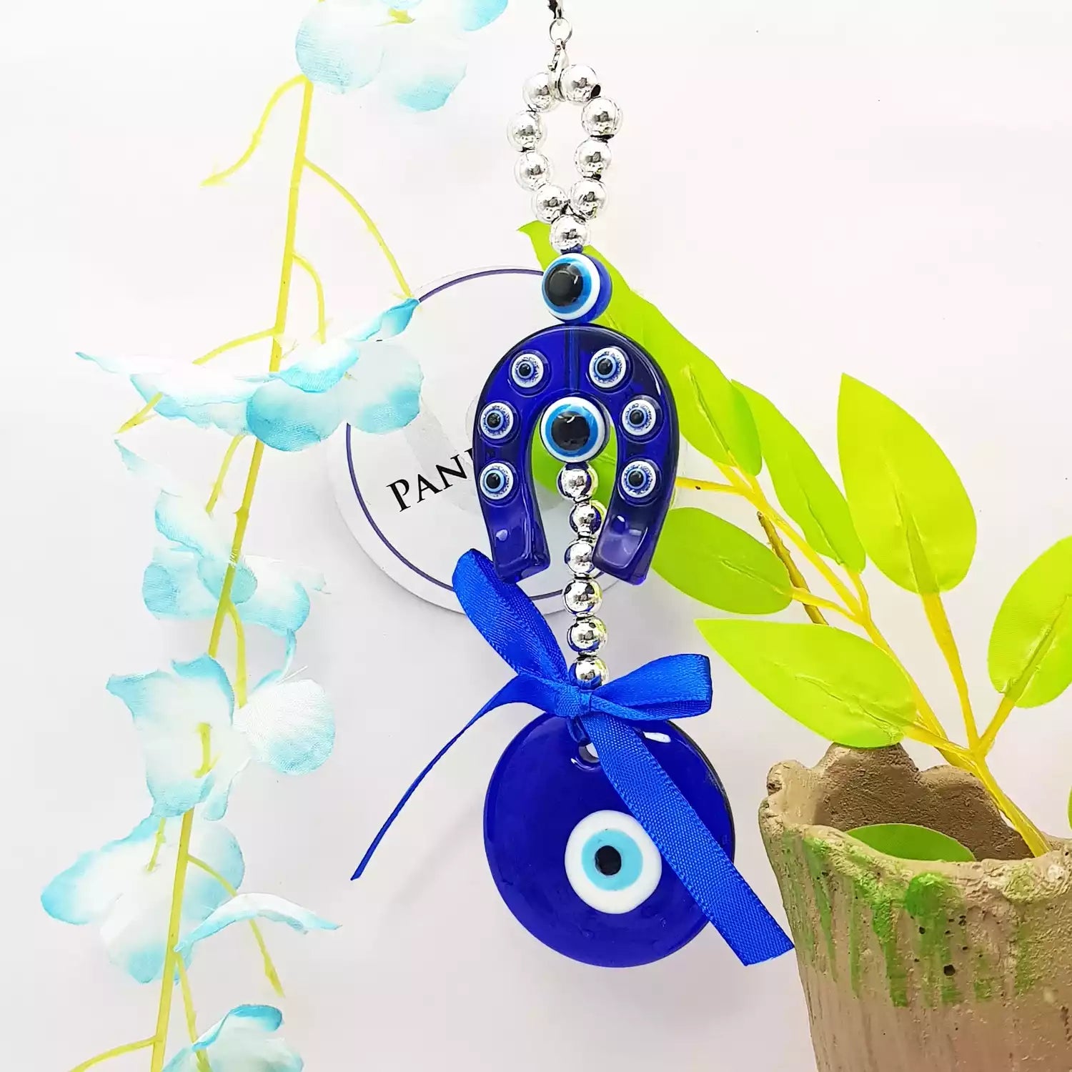 Evil Eye Hanging with Horse Shoe — close-up detail showing texture and craftsmanship