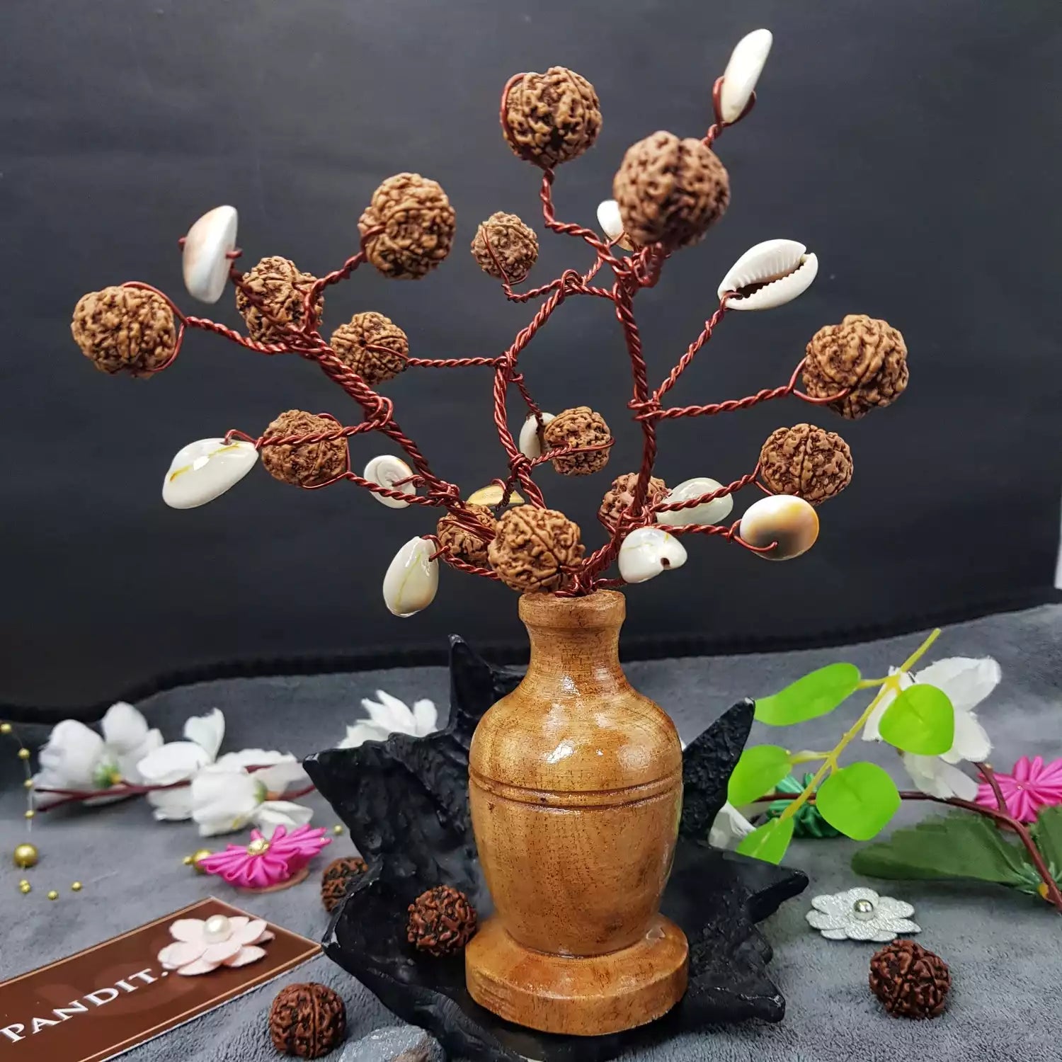 Five Mukhi Rudraksha Tree with Kaudi and Gomti Chakra