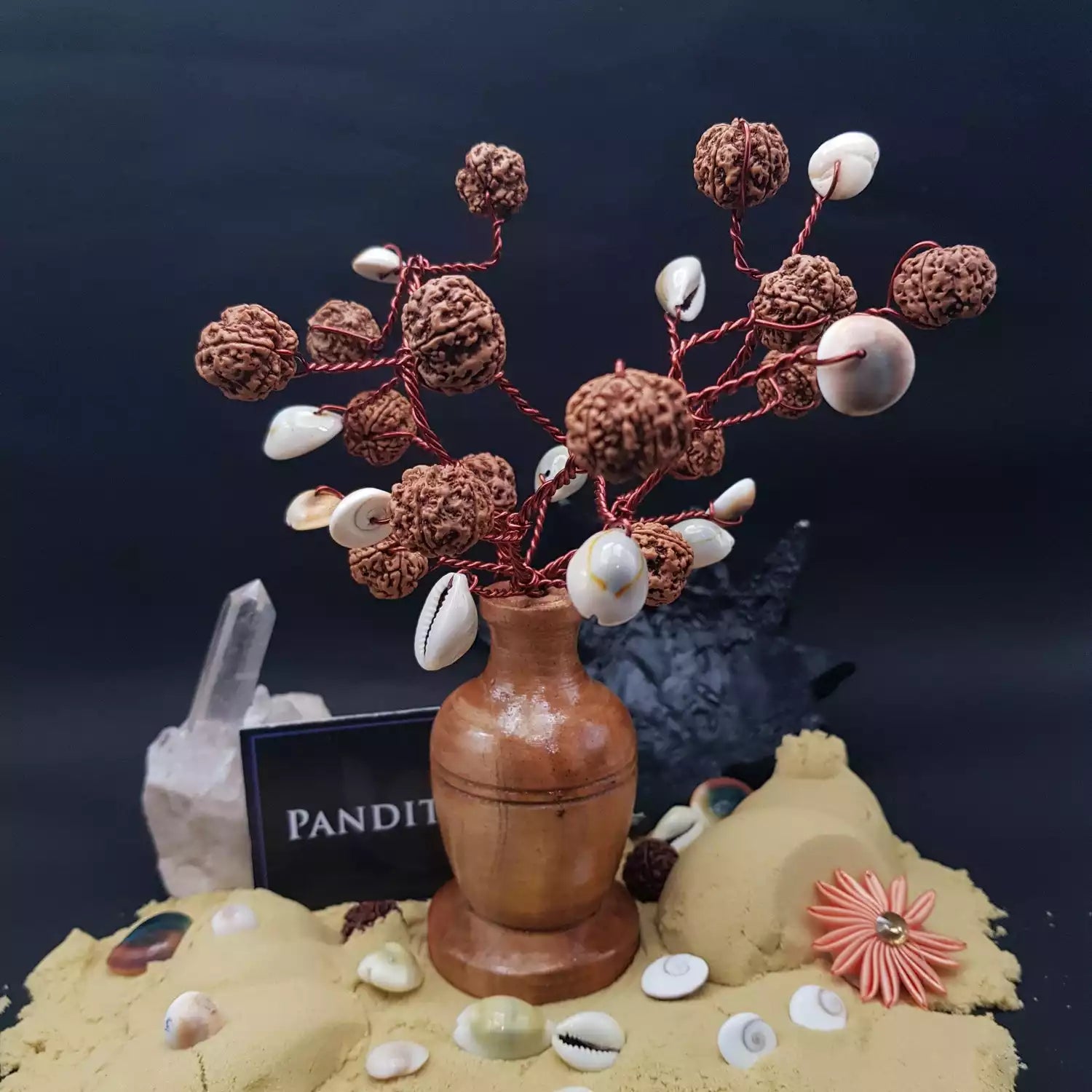 Five Mukhi Rudraksha Tree with Kaudi and Gomti Chakra