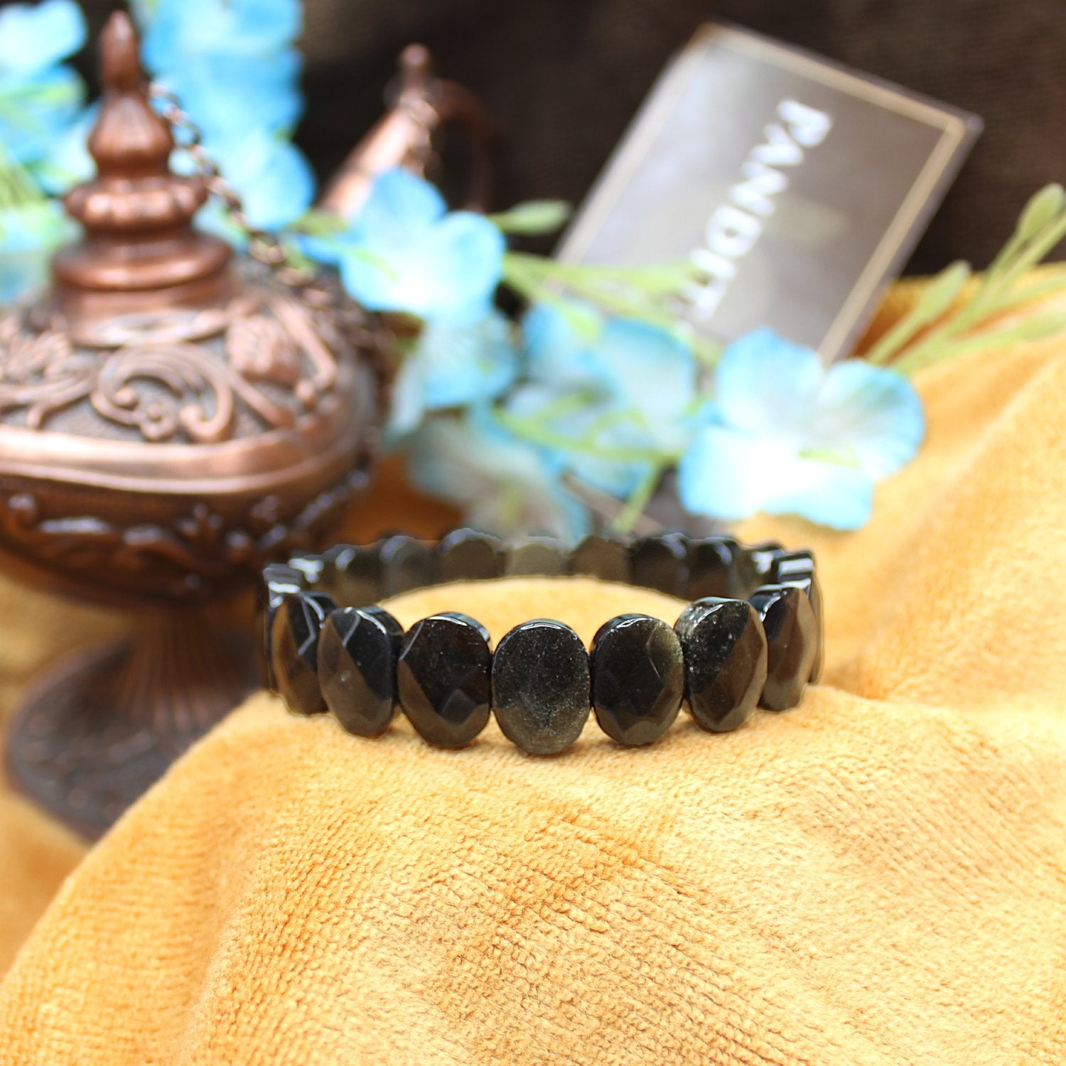 Golden Obsidian Oval Faceted Bracelet