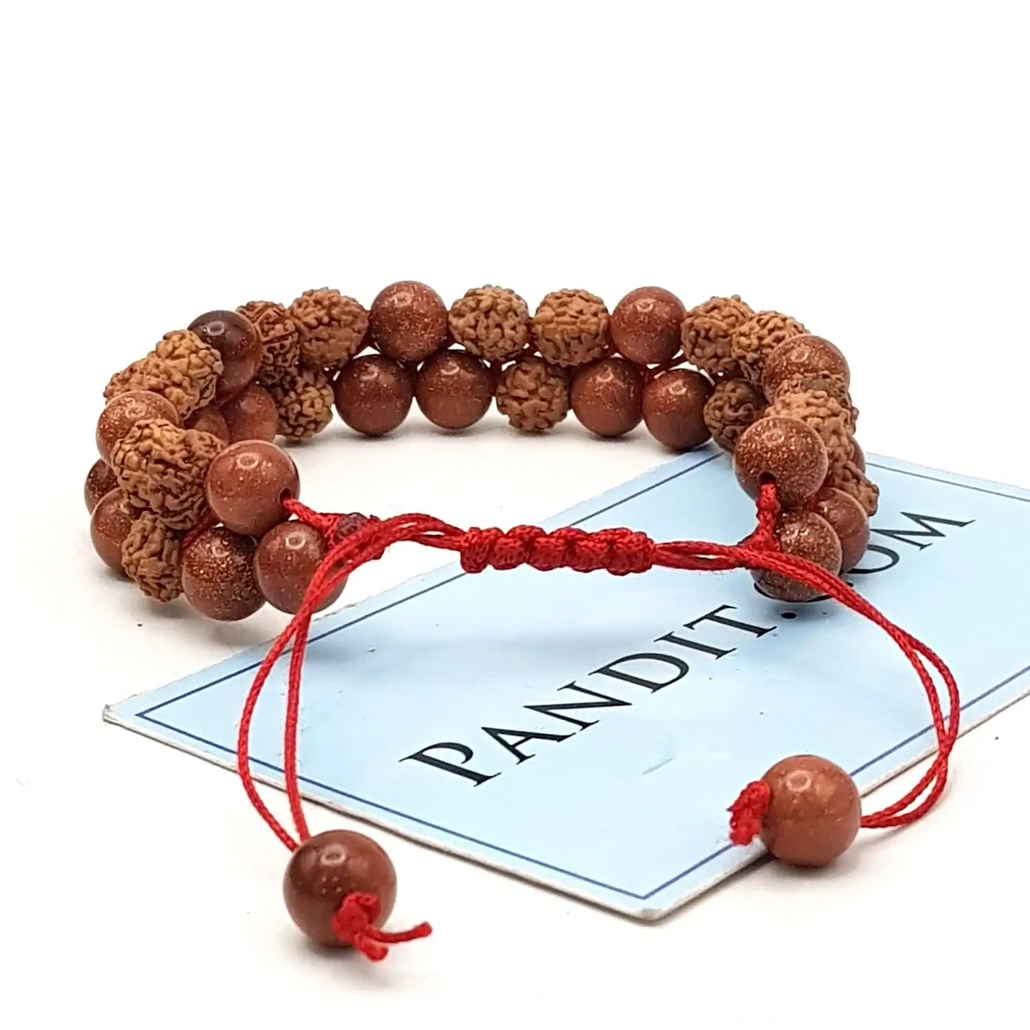 Golden Sunstone Bracelet With 5 Mukhi Rudraksha Beads