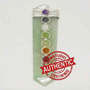Green Aventurine 7 Chakra Pencil Pendant