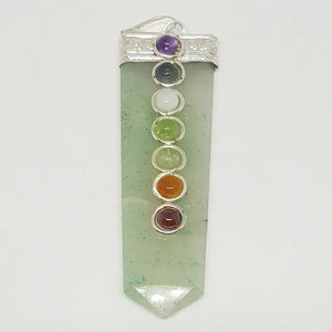 Green Aventurine 7 Chakra Pencil Pendant