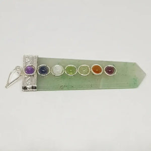 Green Aventurine 7 Chakra Pencil Pendant