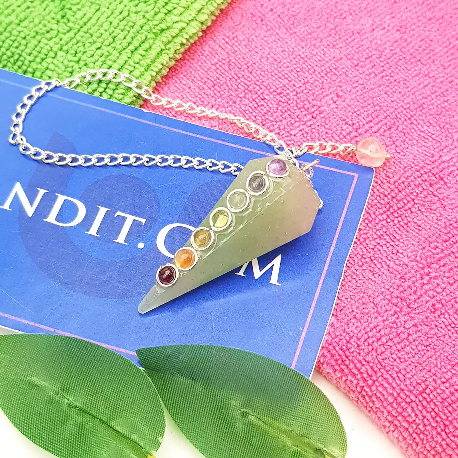 Green Aventurine 7 Chakra Dowsing Pendulum