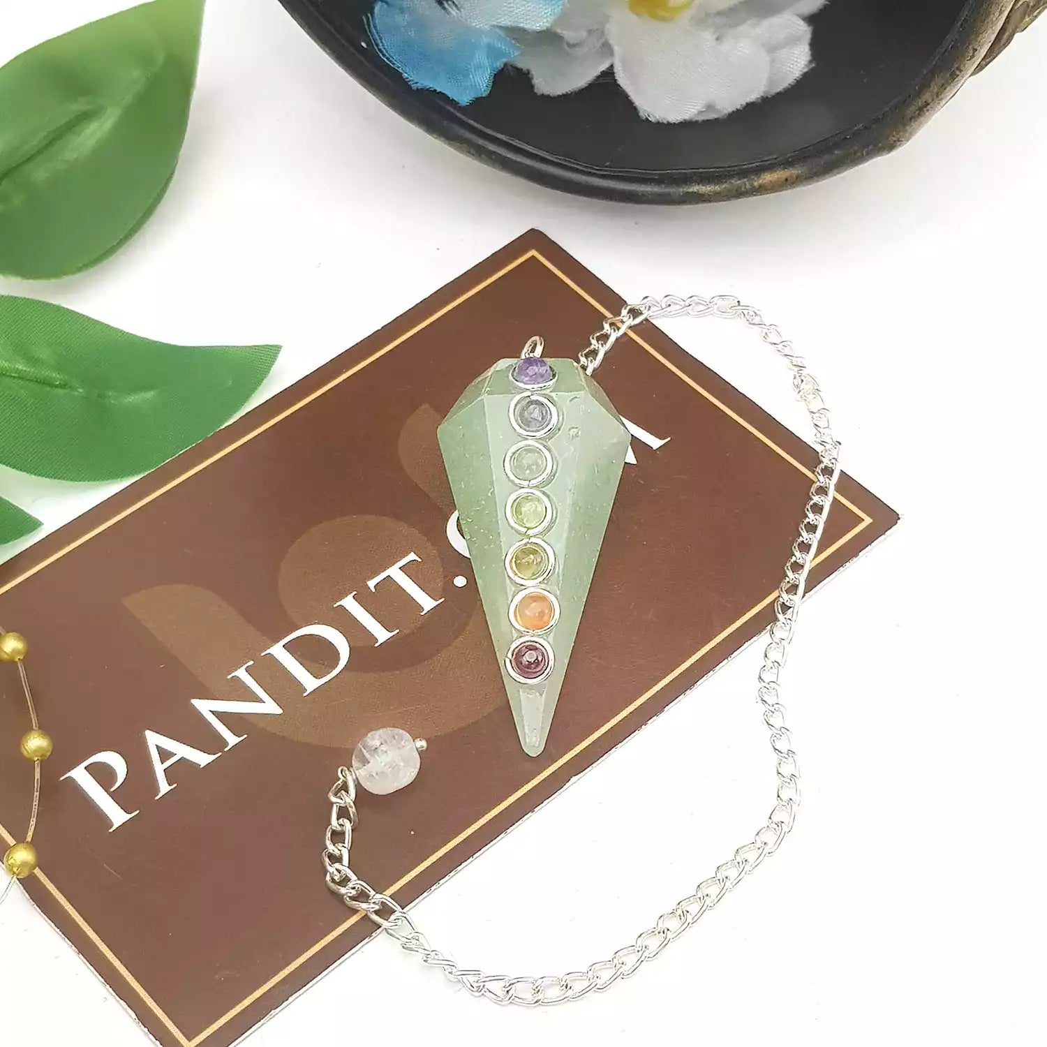 Green Aventurine 7 Chakra Dowsing Pendulum