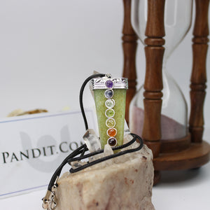 Green Aventurine 7 Chakra Pencil Pendant