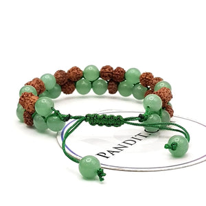 Green Aventurine Bracelet With 5 Mukhi Rudraksha Beads