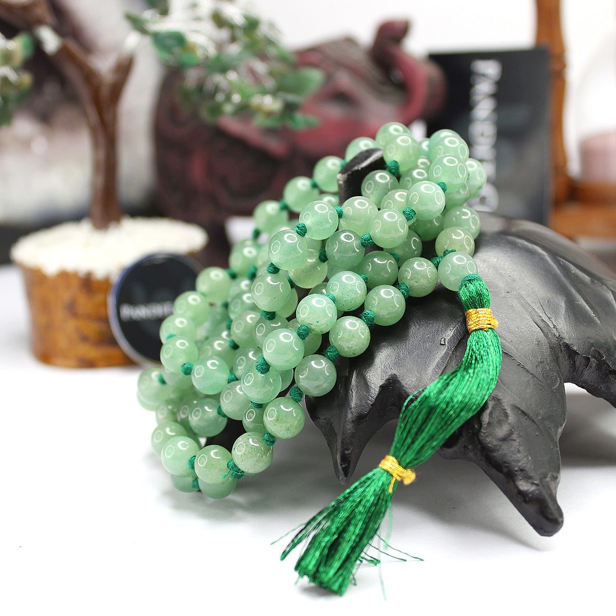 Green Aventurine Mala — full 108-bead mala view
