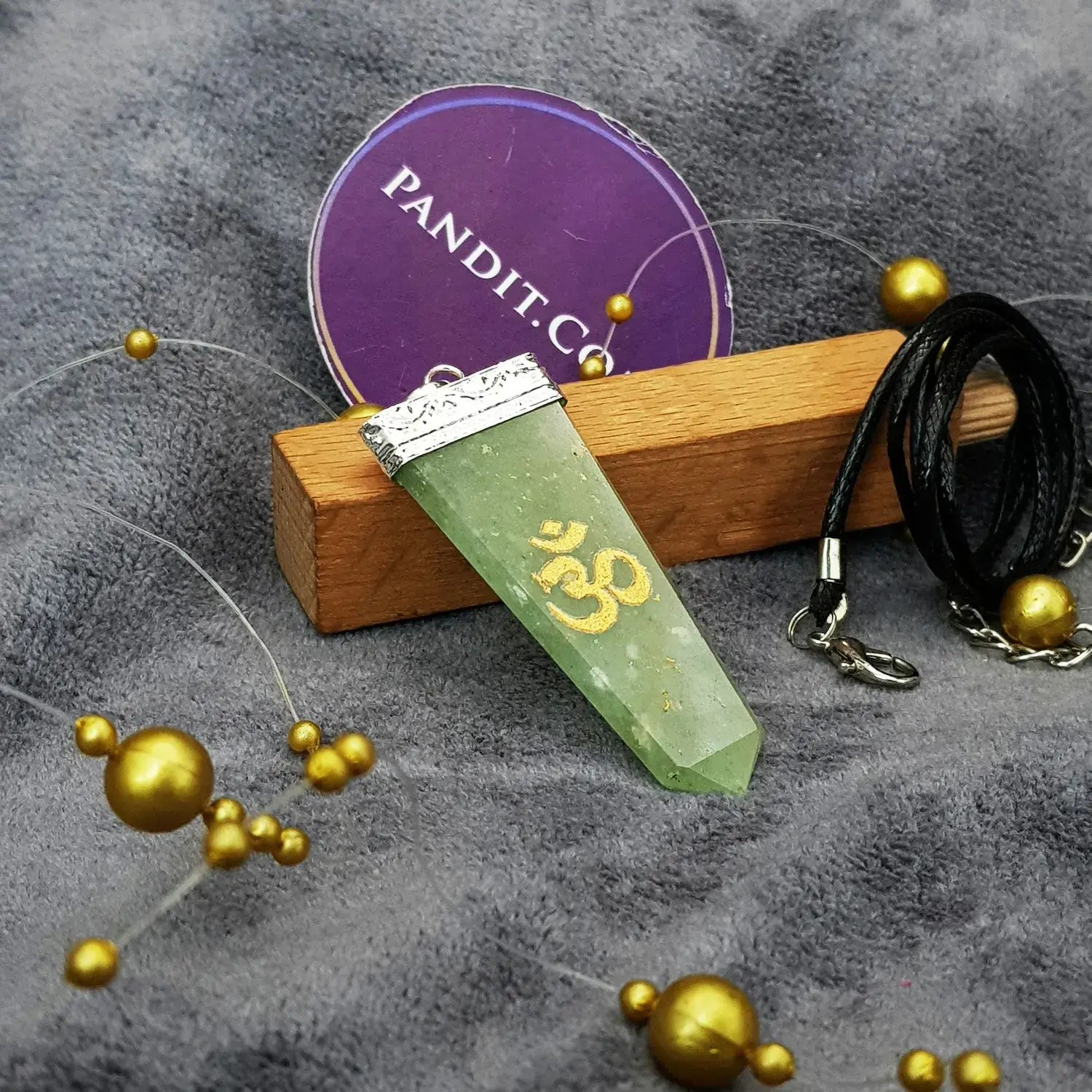 Green Aventurine Om Pencil Pendant