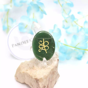 Green Aventurine Oval Zibu Symbol Coin