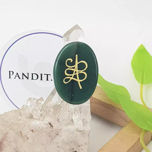 Green Aventurine Oval Zibu Symbol Coin