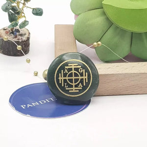 Green Aventurine Shree Yantra Wealth And Success Coin
