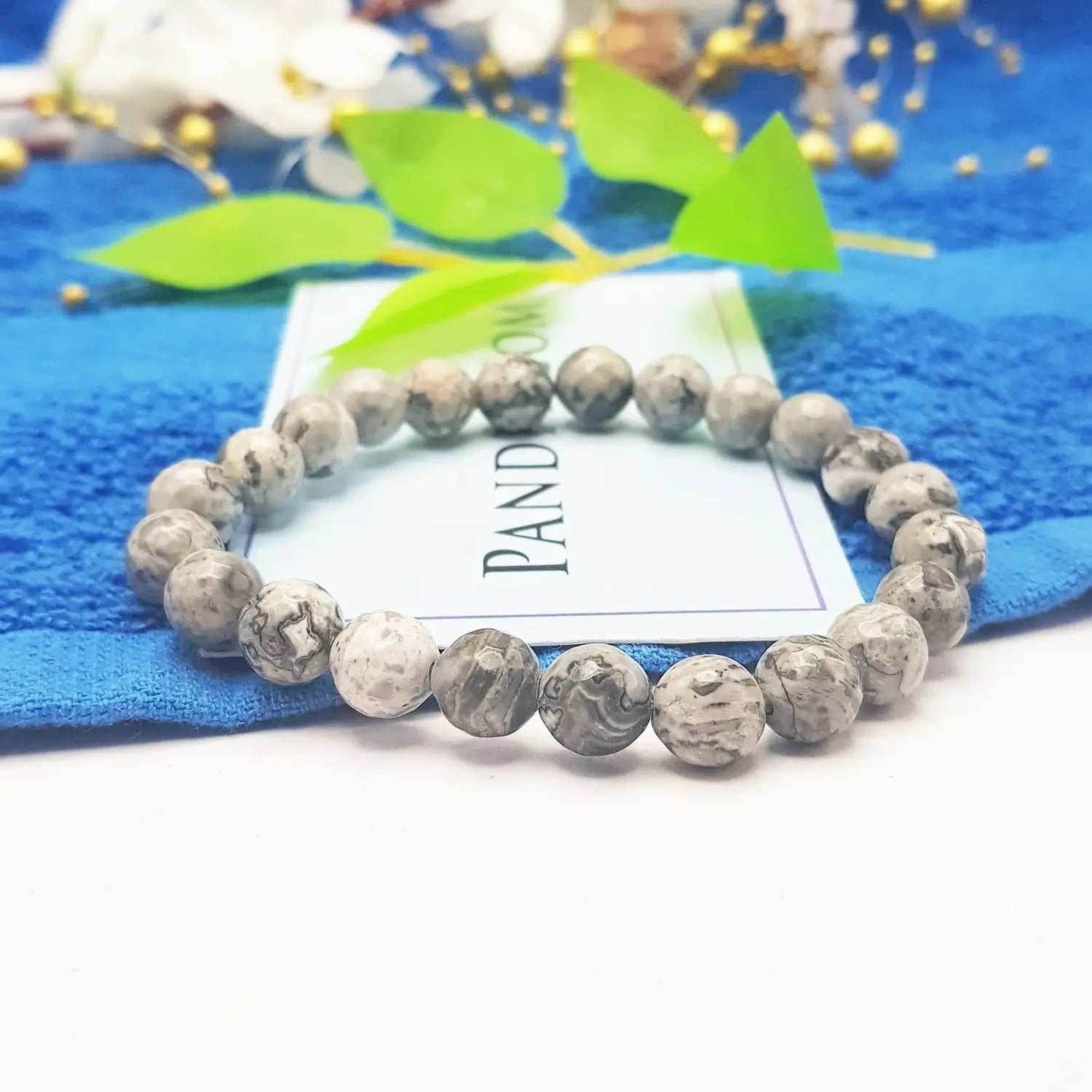Grey Jasper Diamond Cut Bracelet