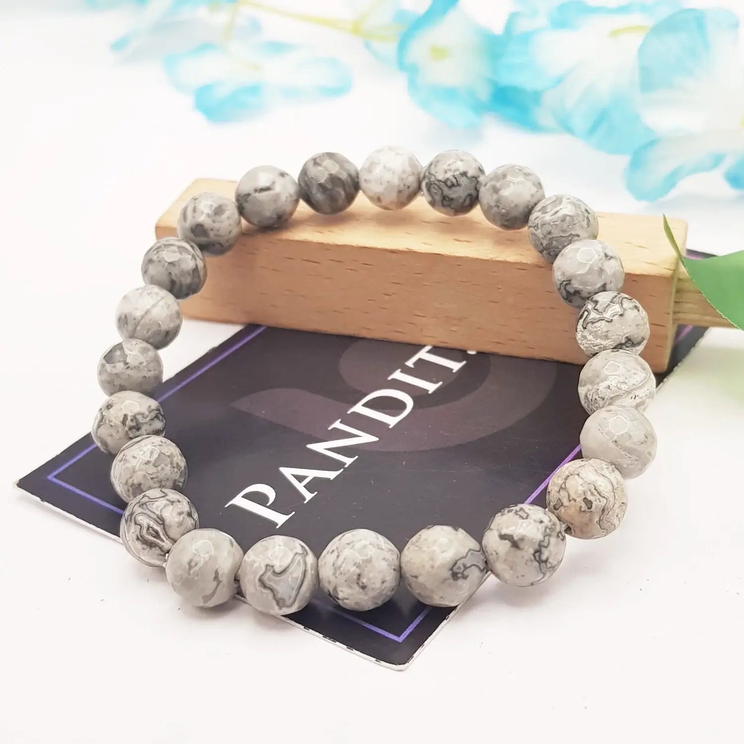 Grey Jasper Diamond Cut Bracelet