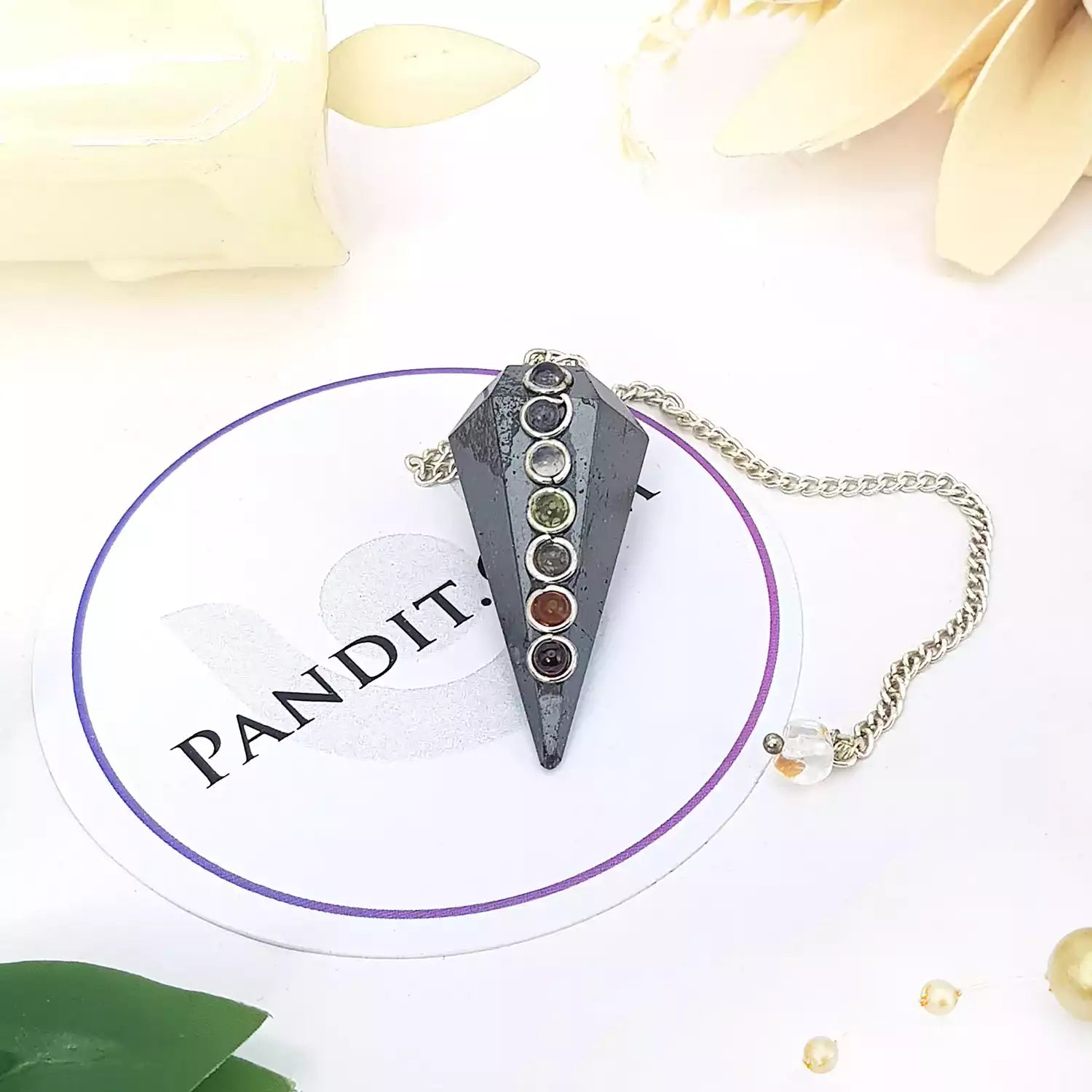 Hematite 7 Chakra Dowsing Pendulum