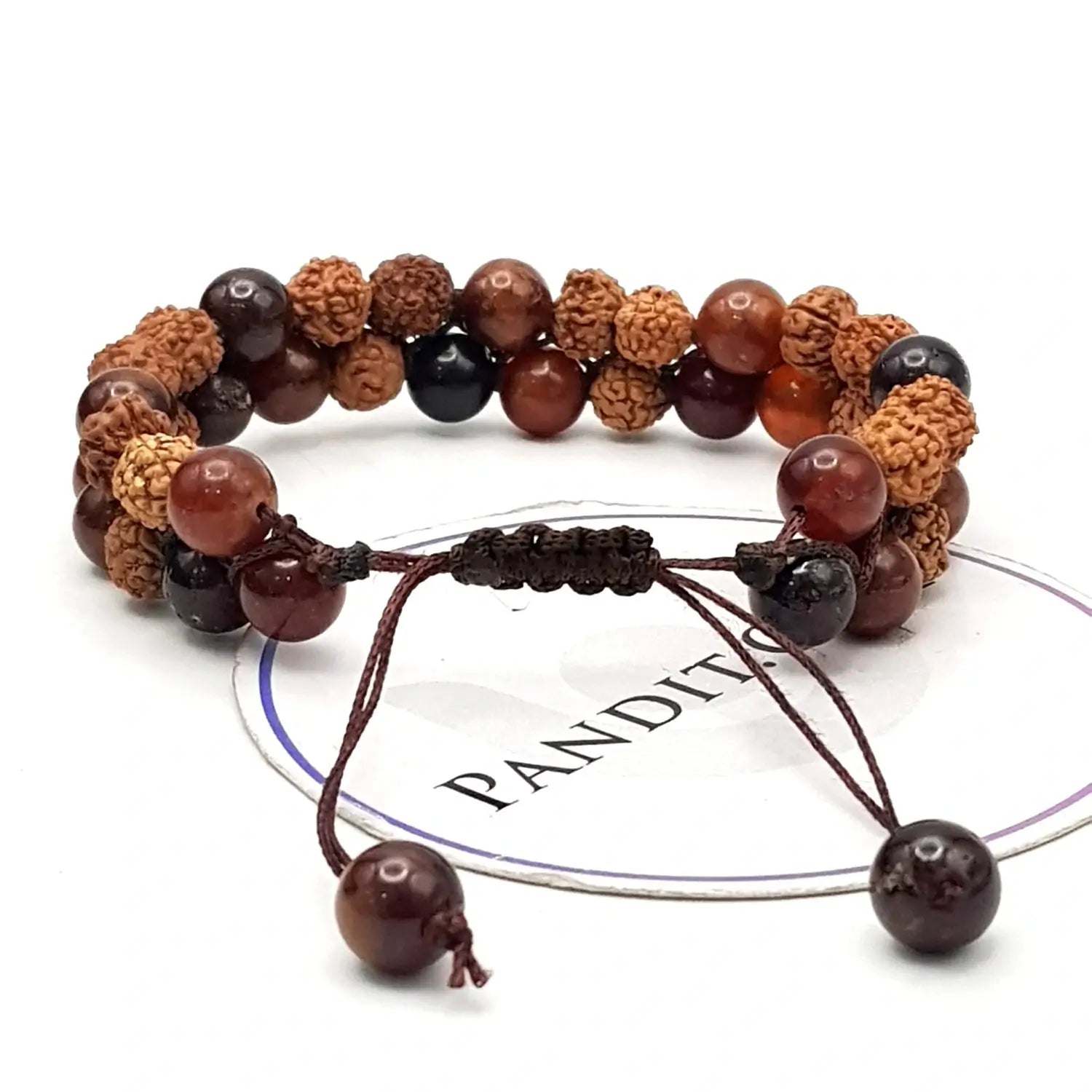Hessonite Bracelet With 5 Mukhi Rudraksha Beads