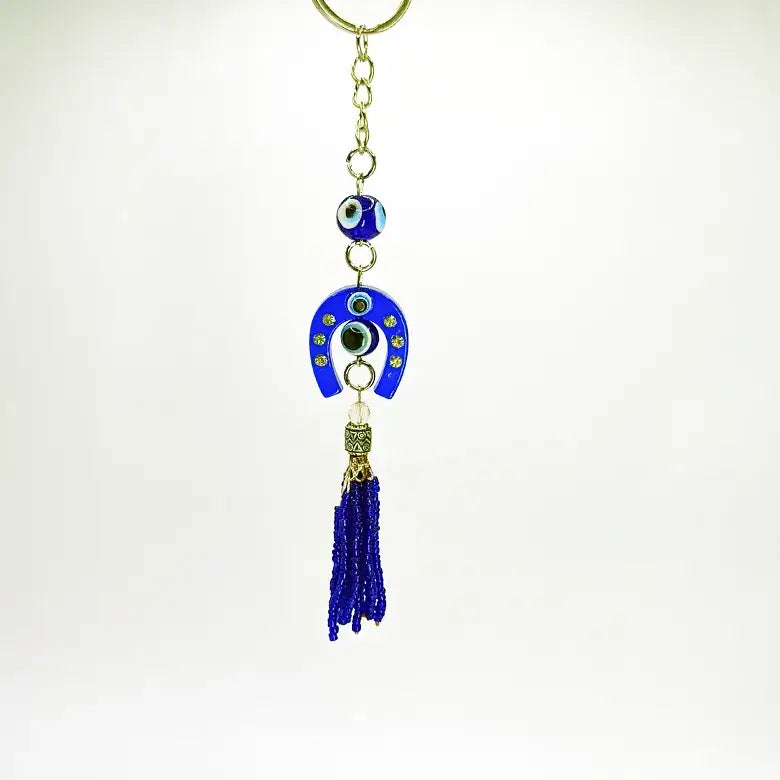 Horse Shoe Evil Eye Keychain — close-up detail showing texture and craftsmanship