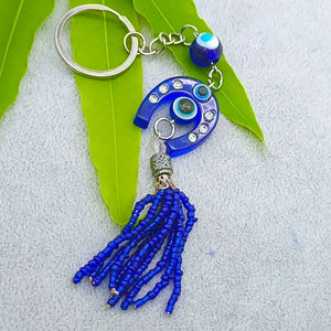 Horse Shoe Evil Eye Keychain