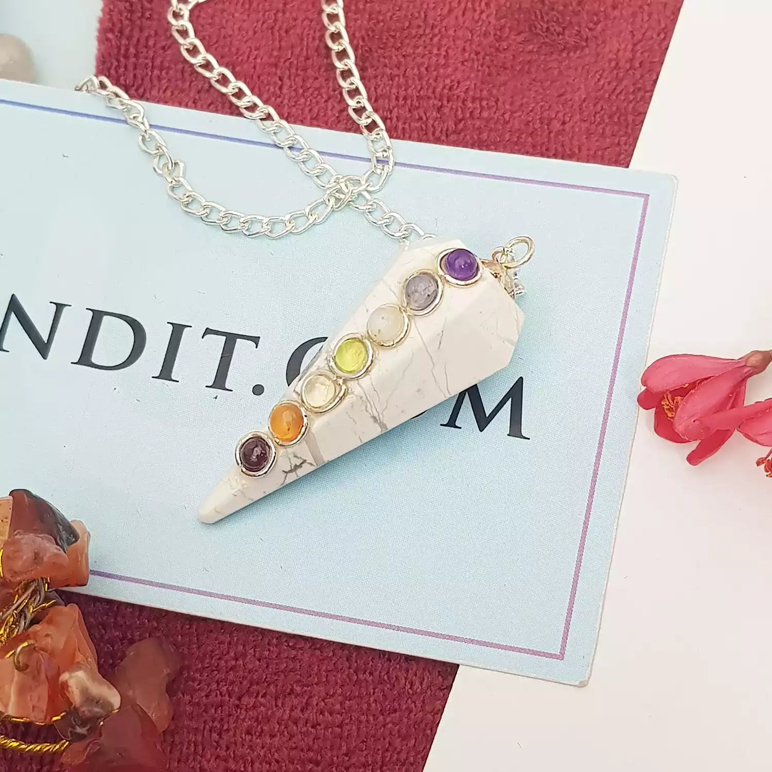 Howlite 7 Chakra Dowsing Pendulum