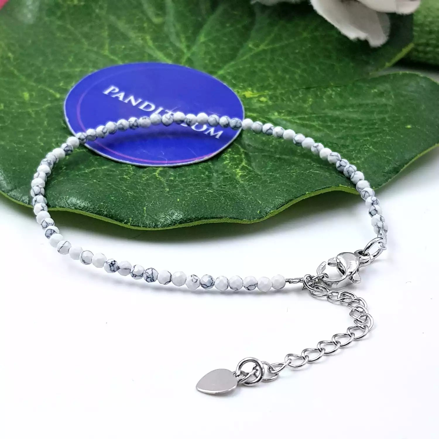 Howlite Adjustable Diamond Cut Bracelet