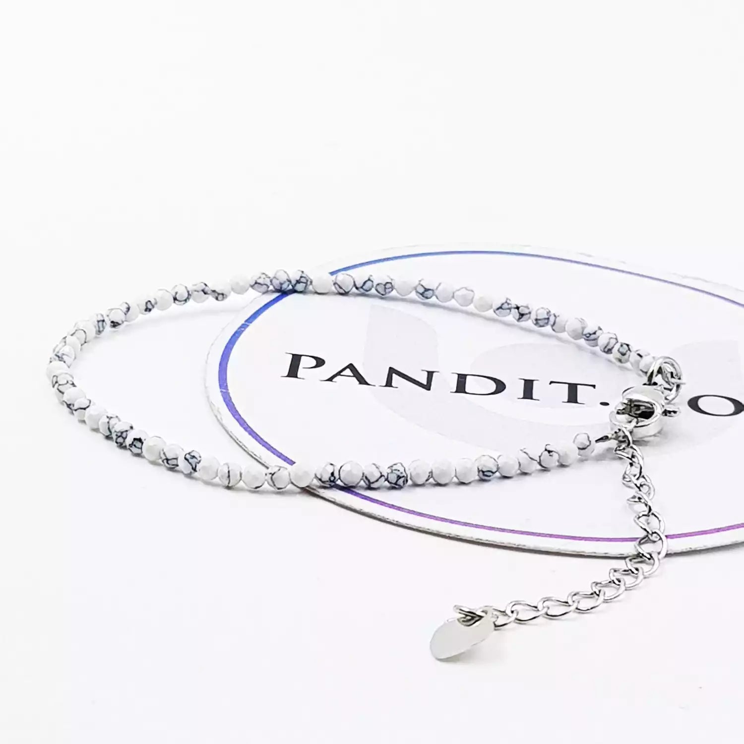 Howlite Adjustable Diamond Cut Bracelet