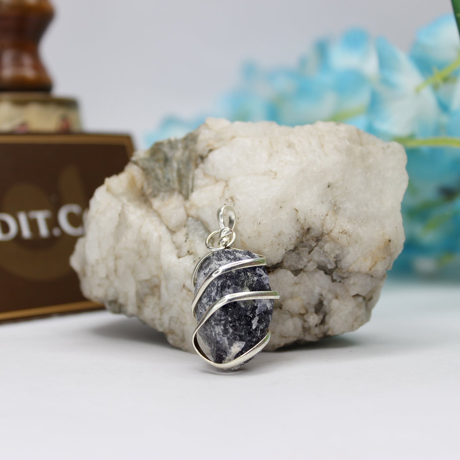 Iolite Spiral Pendant