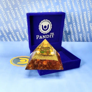 Kaal Sarp Yog Pyramid Yantra with 5 Mukhi Rudraksha Beads