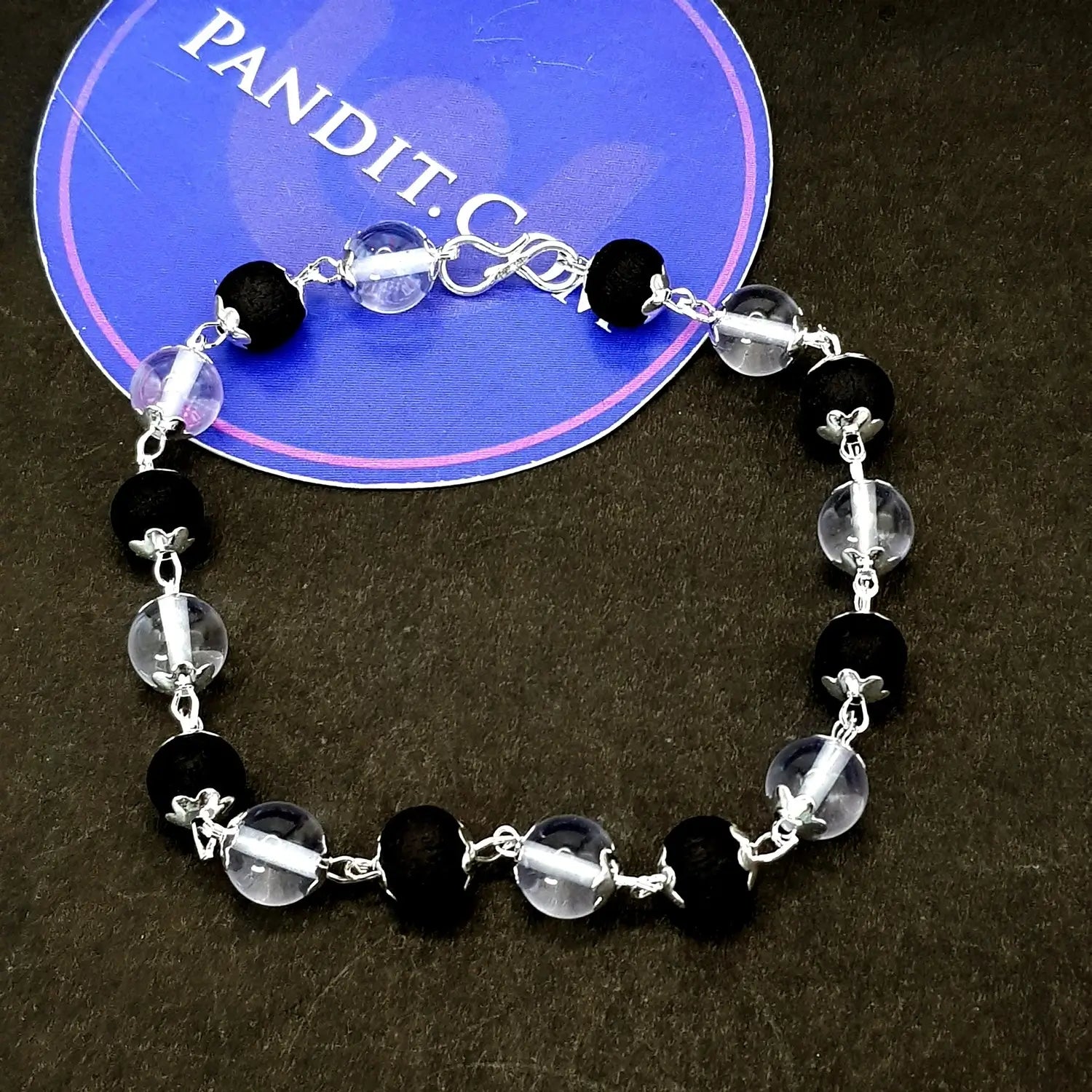 Karungali Crystal Sphatik Bracelet with Silver Capping