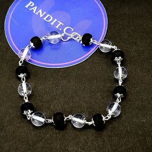 Karungali Crystal Sphatik Bracelet with Silver Capping