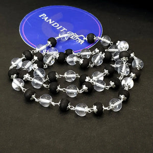 Karungali Crystal Sphatik Regular Mala With Silver Capping