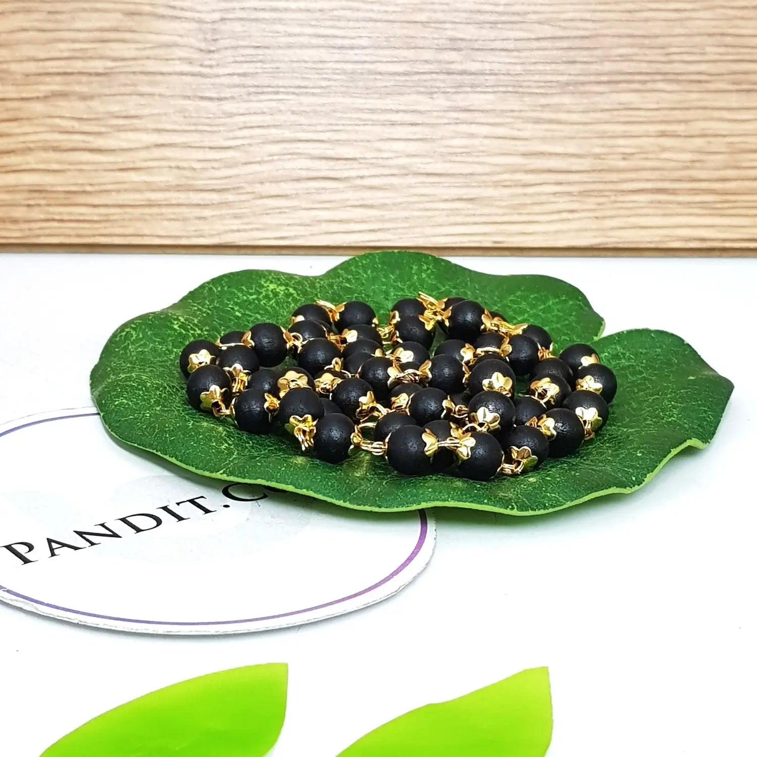 Karungali Mala with Gold Cap Chain