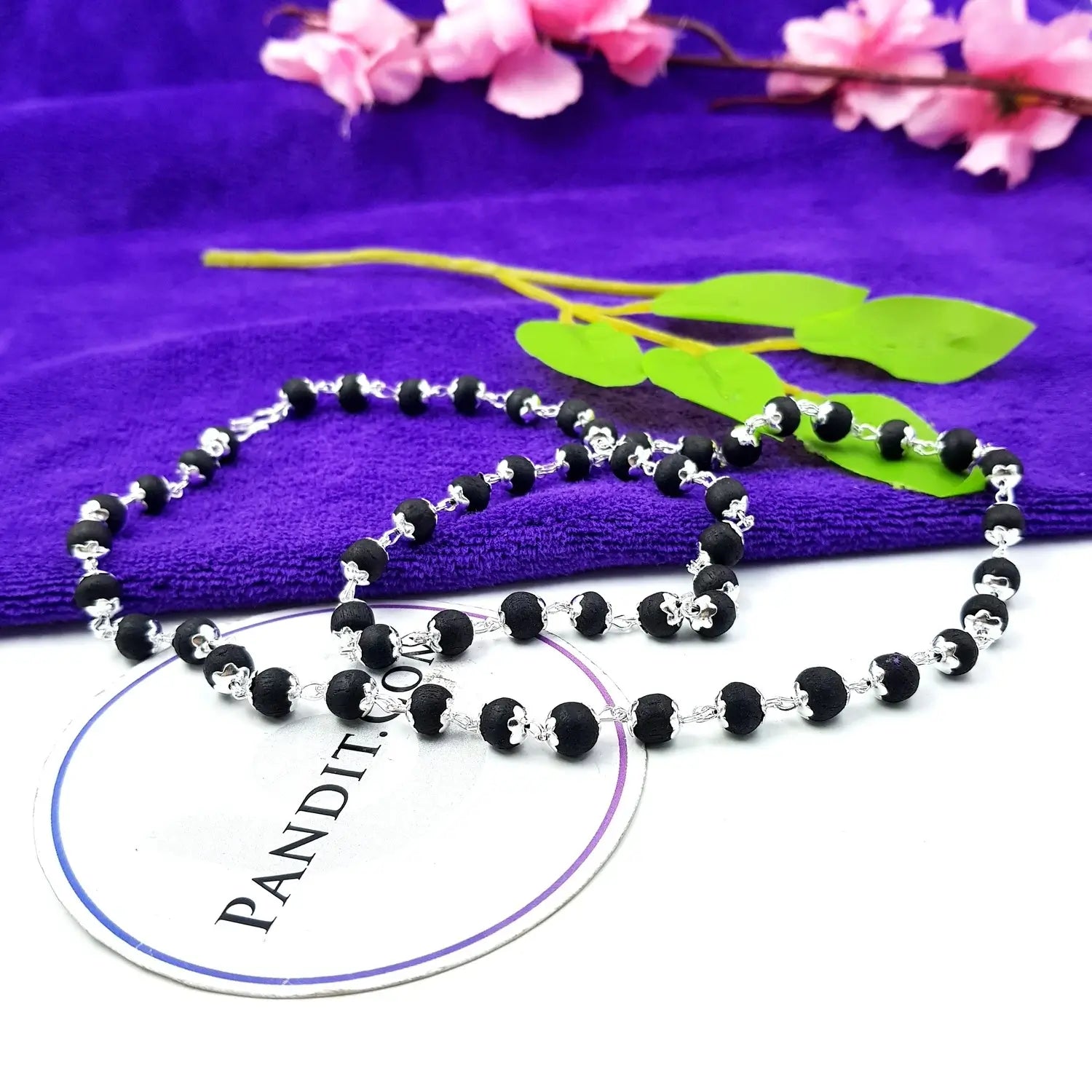 Karungali Mala With Silver Capping