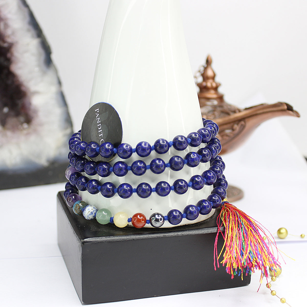 Lapis Lazuli 7 Chakra Mala — full 108-bead mala view