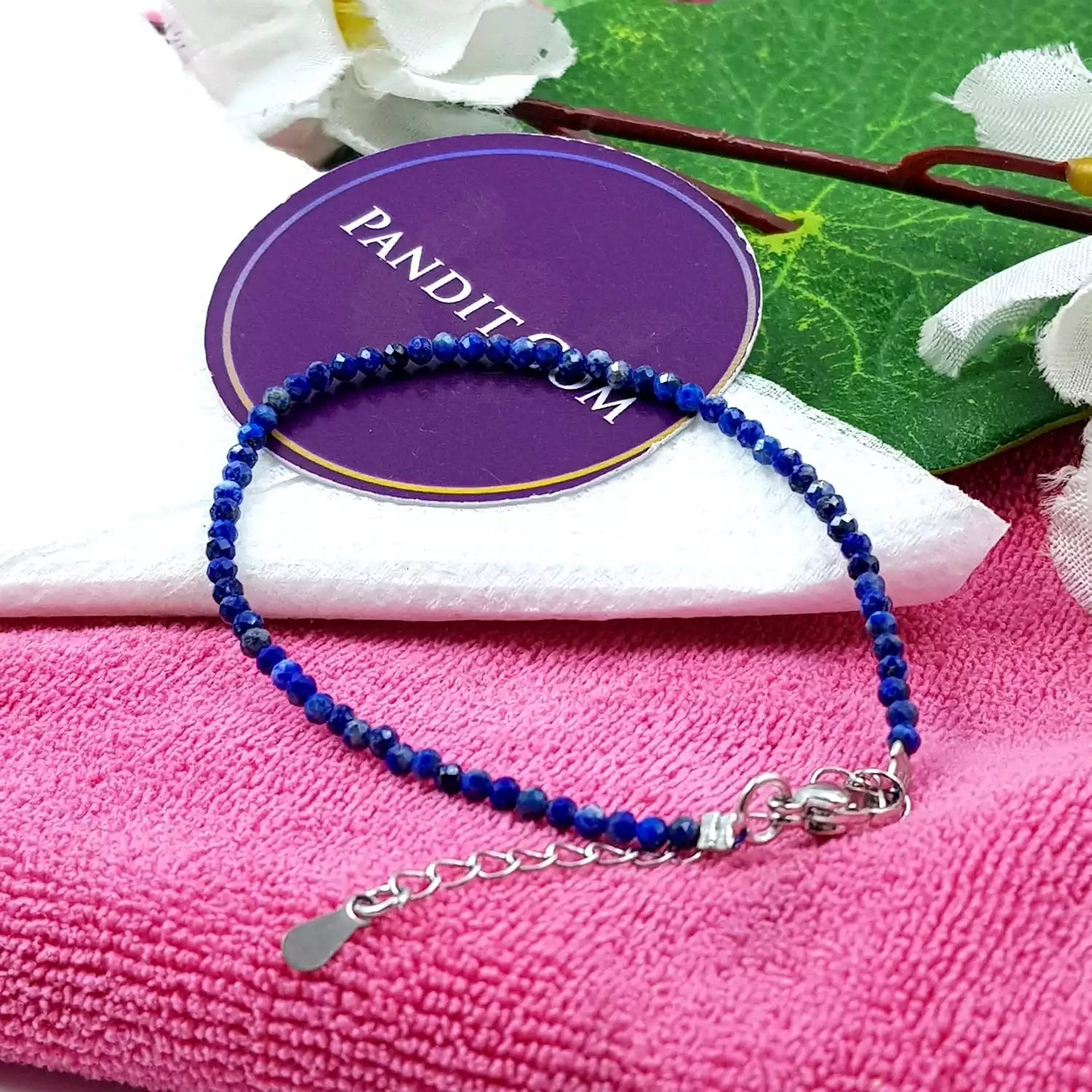 Lapis Lazuli Adjustable Diamond Cut Bracelet