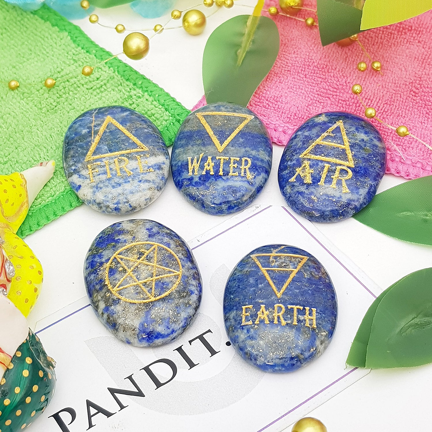 Lapis Lazuli Five Elements Symbol Stone Set