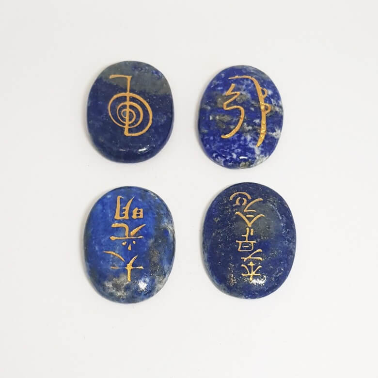 Lapis Lazuli Reiki Symbol Healing Stones Set